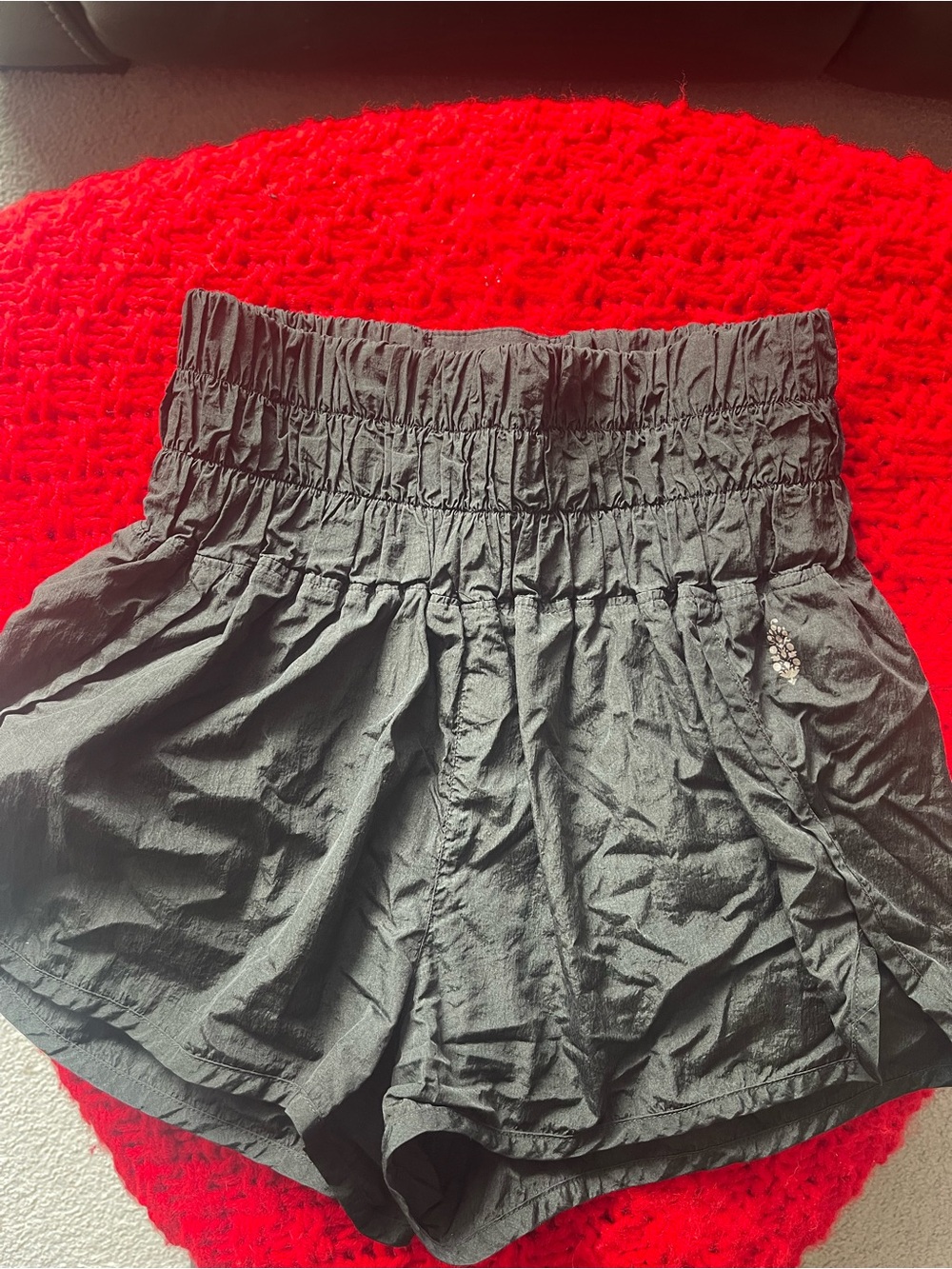Free People Black Smocked Waist Pull-On Shorts